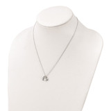 Sterling Silver Polished Rhodium-plated CZ Heart 18in Necklace