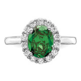 Sterling Silver Polished Rhodium-plated Green and Clear CZ Ring - QR-7E233DB6-4269
