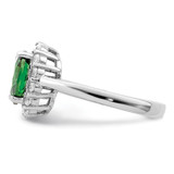 Sterling Silver Polished Rhodium-plated Green and Clear CZ Ring - QR-F5E675D2-4904