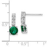 Sterling Silver Polished Rhodium-plated Green/Clear CZ Post Dangle Earrings - QE-974D20A4-5518