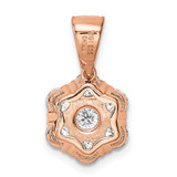 Sterling Silver Polished Rose-tone CZ Flower Pendant