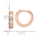 Sterling Silver Polished Rose-tone CZ Hinged Hoop Earrings - QE-734B3077-1375