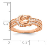 Sterling Silver Polished Rose-tone CZ Knot Ring - QR-5513F1AE-5870