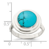 Sterling Silver Polished Round Imitation Turquoise Ring - QR-F816657B-1727