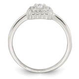 Sterling Silver Polished Round White CZ Cushion Halo Size 6 Ring