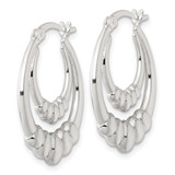 Sterling Silver Polished Scalloped Double Oval Hollow Hoop Earrings