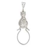 Sterling Silver Polished Sitting Cat Charm Holder Pendant