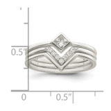 Sterling Silver Polished Square CZ 3 Ring Set - QR-26A76B0A-2195