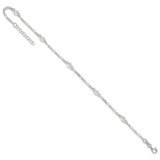 Sterling Silver Polished Swirl Disc 9in Plus 1in ext. Anklet