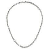 Sterling Silver Polished Textured 4.5mm Figaro Rope 18 inch Necklace
