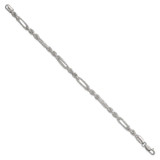 Sterling Silver Polished Textured 4.5mm Figaro Rope 7.5 inch Bracelet