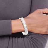 Sterling Silver Polished Textured Cuff Bangle Bracelet - QB-A9A358B1-3168