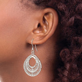 Sterling Silver Polished Textured D/C Filigree Teardrop Dangle Earrings - QE-87BA63E5-7095