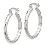 Sterling Silver Polished Textured Hoop Earrings - QE-D2CAA77D-7004