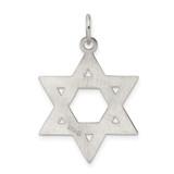 Sterling Silver Polished Textured Solid Star of David Pendant