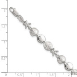 Sterling Silver Polished Textured Starfish, Sand Dollar, and Sea Shell 7.25 inch Bracelet