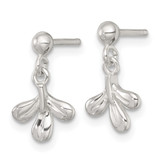 Sterling Silver Polished Three Leaf Dangle Post Earrings