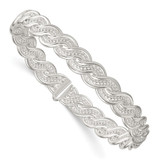 Sterling Silver Polished Twisted and Woven Flexible Bangle