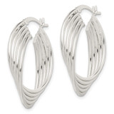 Sterling Silver Polished Twisted Multi-tube Round Hoop Earrings - QE-473713DE-1365