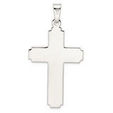 Sterling Silver Polished w/Edge Lines Large Latin Cross Pendant