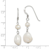 Sterling Silver Polished White 5.5-11mm Baroque & Semi-Round Freshwater Cultured Pearl Dangle Earrings