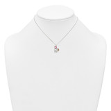 Sterling Silver Polished White and Rainbow Enameled Unicorn Childrens 14 inch Necklace