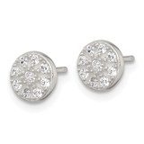 Sterling Silver Polished White CZ Cluster 7.00mm Circle Post Earrings