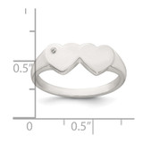 Sterling Silver Polished White CZ Double Heart Size 6 Signet Ring