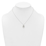 Sterling Silver Polished White CZ Oval with Dangle Heart 16 inch Necklace