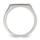 Sterling Silver Polished White CZ Rectangular Size 10 Mens Ring