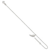 Sterling Silver Polished Wing Dangle 9in Plus 1Ext Anklet