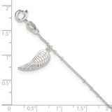 Sterling Silver Polished Wing Dangle 9in Plus 1Ext Anklet
