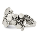 Sterling Silver Polished/Antiqued Flower Ring - QR-8A78D15A-5169