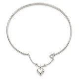 Sterling Silver Puffed Heart Bangle Anklet