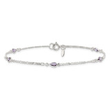 Sterling Silver Purple Glass Anklet - QG-DB339E40-1393