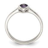Sterling Silver Purple Round Bezel CZ Ring - QR-92CA16D3-8766