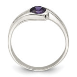 Sterling Silver Purple Round Bezel CZ Ring - QR-F4FC03E3-7472
