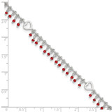 Sterling Silver Red Beads 10in Plus 1in Ext. Anklet