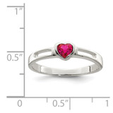 Sterling Silver Red CZ Heart Ring - QR-E680756F-5564