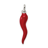 Sterling Silver Red Enamel Italian Horn Pendant - QC-63BB0A6D-9702