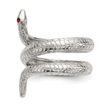 Sterling Silver Red Eye Crystal Snake Ring - QR-B34085D9-1249