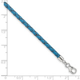 Sterling Silver Reflections Blue Leather Rhodium-plated 14 inch with a 2 inch extention Choker/Wrap Bracelet