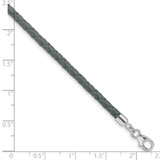 Sterling Silver Reflections Gray Leather Rhodium-plated 14 inch with a 2 inch extention Choker/Wrap Bracelet