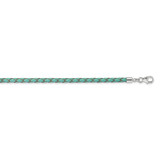 Sterling Silver Reflections Teal Leather Rhodium-plated 14 inch with a 2 inch extention Choker/Wrap Bracelet