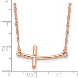 Sterling Silver RG-plated Large Sideways Curved Cross Necklace - QG-22951EEF-7775