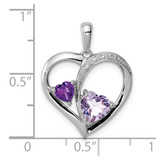 Sterling Silver RH Plated Diamond Amethyst and Rose de France Pendant - QP-E3608FD1-5331