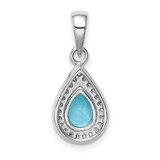 Sterling Silver Rhod Plated Blue and Clear CZ Pendant