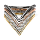 Sterling Silver Rhodium & Black-plate, Gold & Rose-tone CZ 4 Ring Set - QR-080B2623-6769