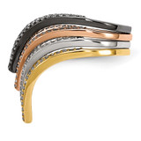 Sterling Silver Rhodium & Black-plate, Gold & Rose-tone CZ 4 Ring Set - QR-F22A98C7-9887