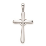Sterling Silver Rhodium & Diam. Cross with Heart Pendant